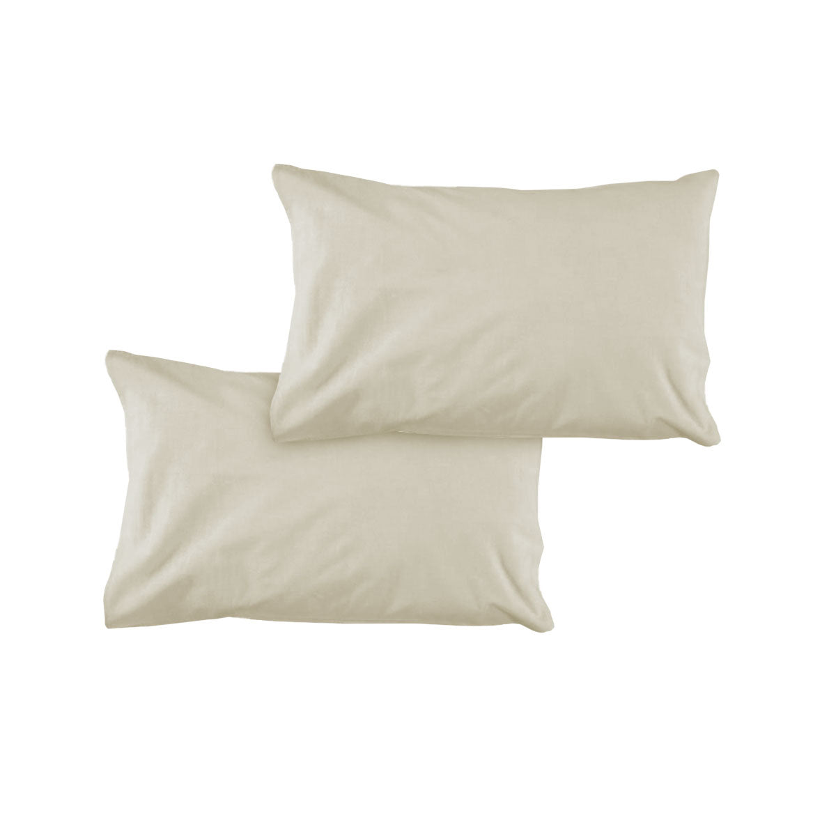 Bone Pair of Solid Colour Microfiber Standard Pillowcases 48x73cmx15cm Flap - SuperSaverAU - view 1