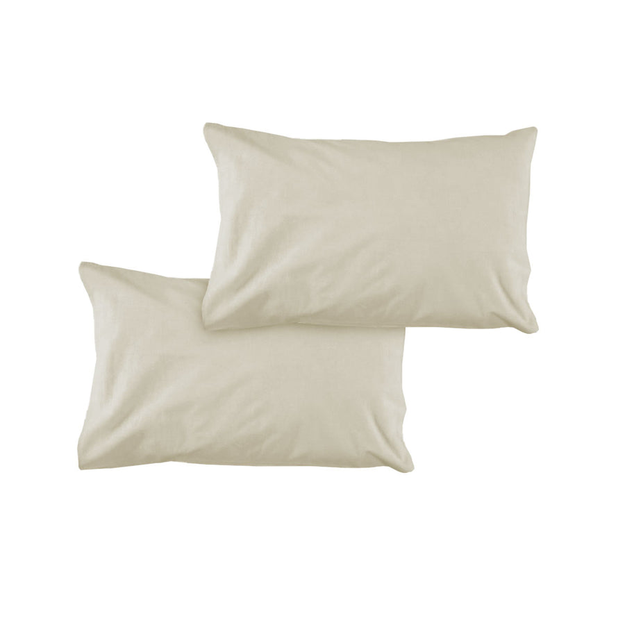 Bone Pair of Solid Colour Microfiber Standard Pillowcases 48x73cmx15cm Flap - SuperSaverAU - view 1
