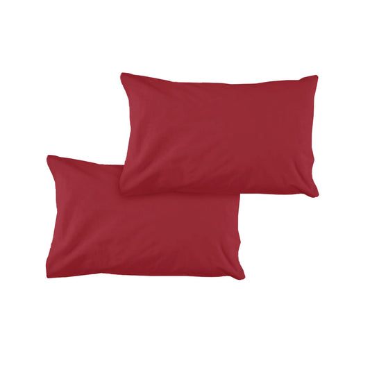 Cherry Pair of Solid Colour Microfiber Standard Pillowcases 48x73cmx15cm Flap