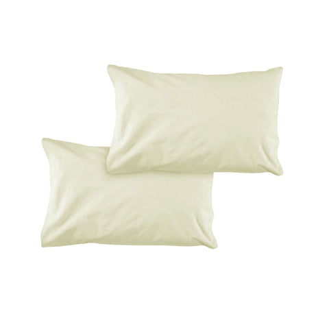 Cream Pair of Solid Colour Microfiber Standard Pillowcases 48x73cmx15cm Flap - SuperSaverAU - view 1