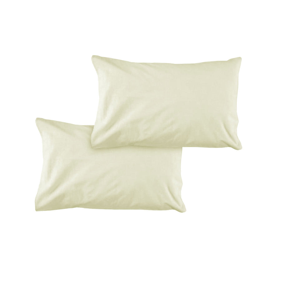 Cream Pair of Solid Colour Microfiber Standard Pillowcases 48x73cmx15cm Flap - SuperSaverAU - view 1