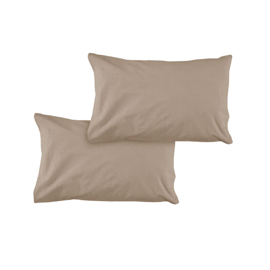 Mocha Pair of Solid Colour Microfiber Standard Pillowcases 48x73cmx15cm Flap