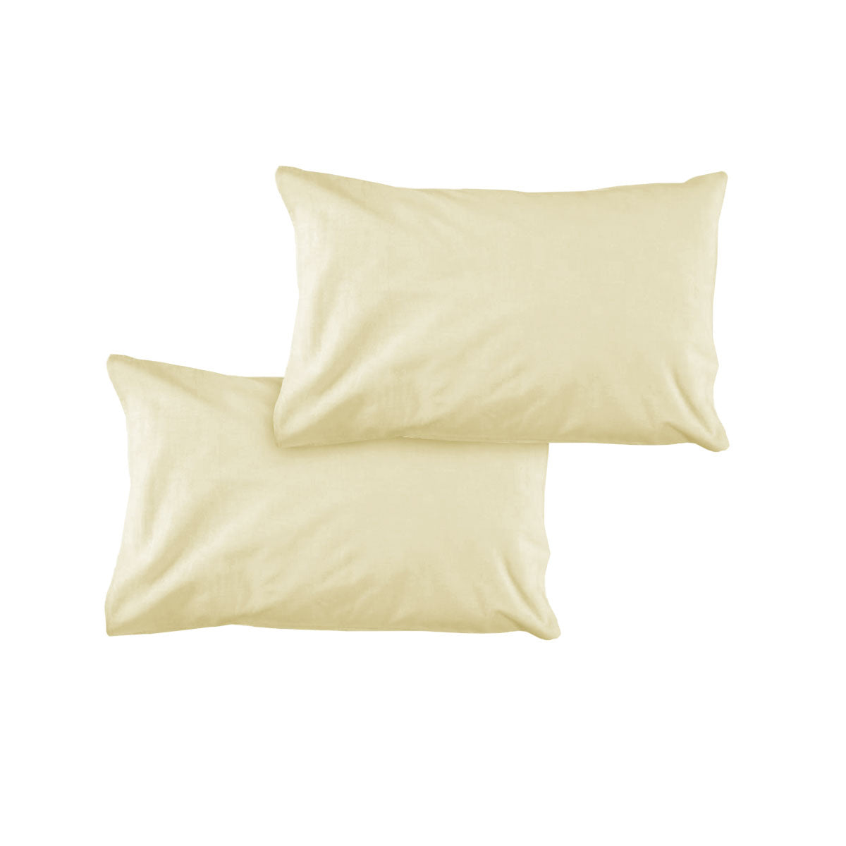 Rich Cream Pair of Solid Colour Microfiber Standard Pillowcases 48x73cmx15cm Flap - SuperSaverAU - view 1