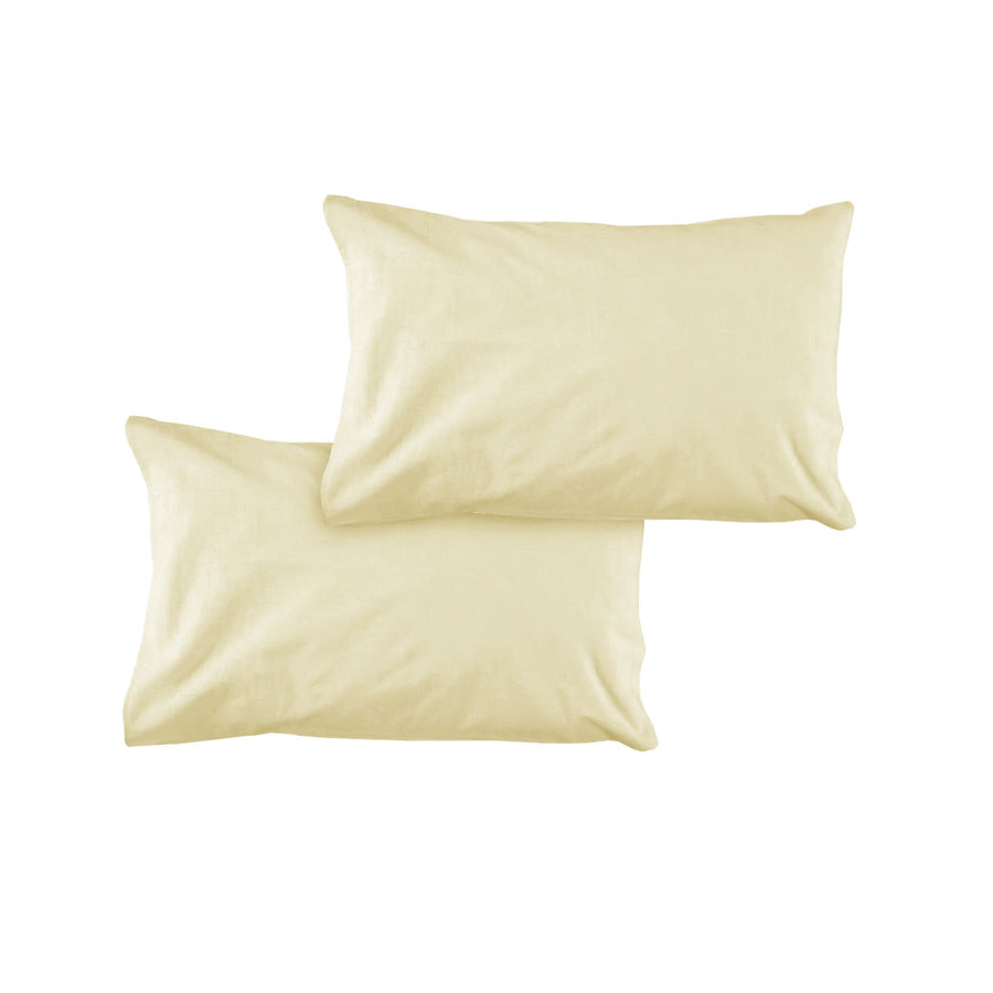 Rich Cream Pair of Solid Colour Microfiber Standard Pillowcases 48x73cmx15cm Flap - SuperSaverAU - view 1