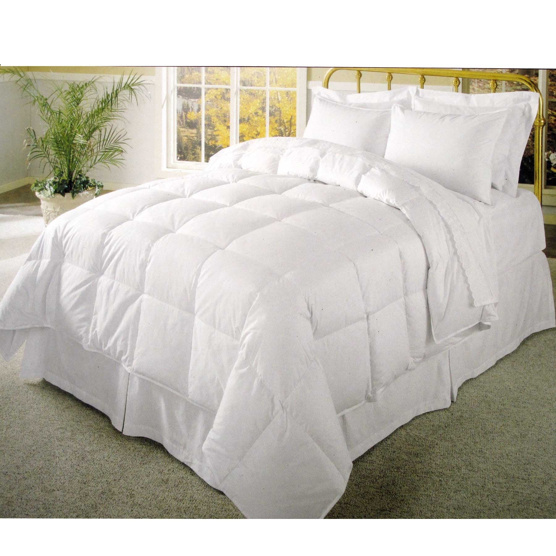 500GSM Cotton Cover Polyester Fill Quilt Queen - Square Quilted Design, 210 x 210 cm - SuperSaverAU - view 1