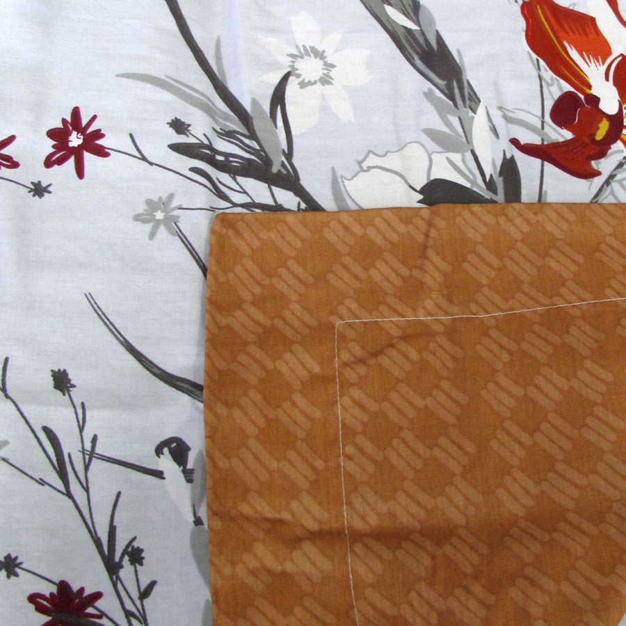 300TC Boronia Silver Reversible Cotton Quilt Cover Set King - Floral Design - SuperSaverAU - view 1