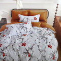 300TC Boronia Silver Reversible Cotton Quilt Cover Set Queen - Floral Design - SuperSaverAU - view 1