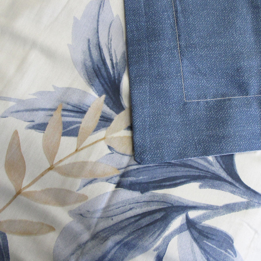 Carolyn Blue Reversible Cotton Quilt Cover Set 300TC King - Foliage Design - SuperSaverAU - view 1