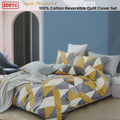 300TC Geo Mustard Reversible Cotton Geometric Quilt Cover Set Queen - SuperSaverAU - view 2