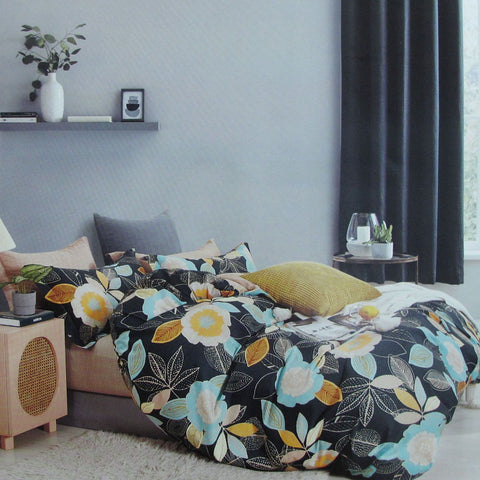300TC Hana Flower Multi Reversible Cotton Floral Quilt Cover Set Double - SuperSaverAU - view 1