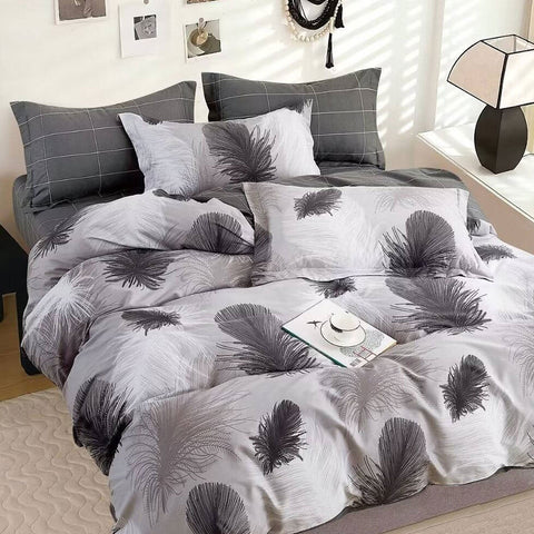 Heidi Grey Reversible Cotton Quilt Cover Set 300TC Queen - Soft & Stylish - SuperSaverAU - view 1