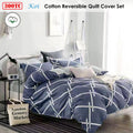 Koi Reversible Cotton Quilt Cover Set King - 300TC, Geometric Print Design - SuperSaverAU - view 2