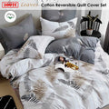 Leaves Reversible Cotton Quilt Cover Set King - 300TC Foliage Design - SuperSaverAU - view 2