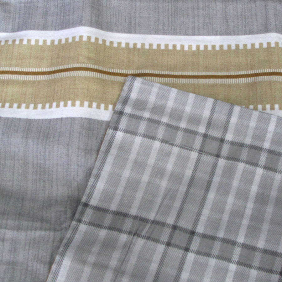 Theodore Grey Reversible Cotton Quilt Cover Set 300TC Queen - Stripes Design - SuperSaverAU - view 1