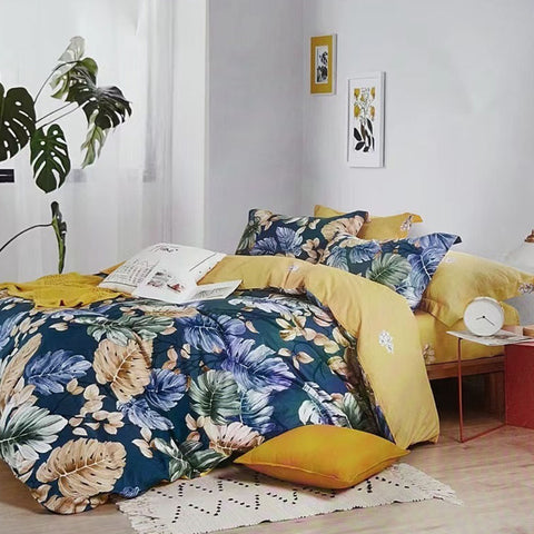 Botanical House 100% Cotton Reversible Quilt Cover Set Queen - Botanical Print Design - SuperSaverAU - view 1