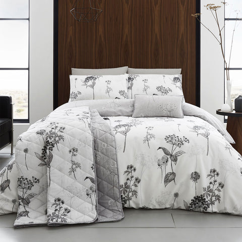 Coverley Grey Floral Cotton Rich Quilt Cover Set Queen - Soft & Breathable - SuperSaverAU - view 1
