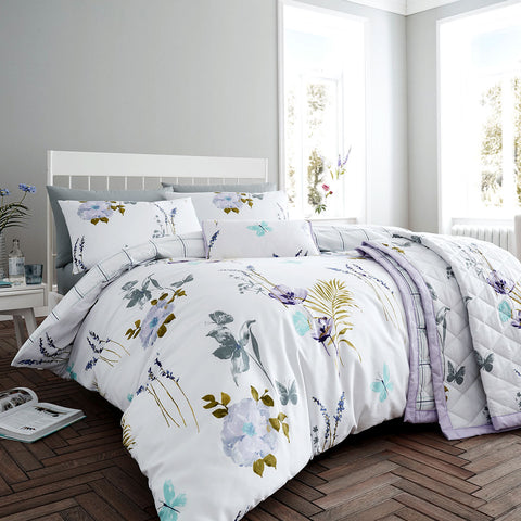 Flora Lilac Cotton Rich Quilt Cover Set - Super King, Floral Print Design - SuperSaverAU - view 1