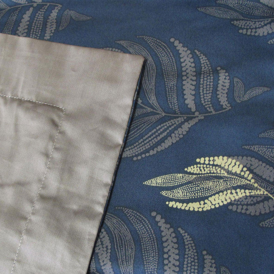 Foliole 400TC Cotton Sateen Quilt Cover Set Queen - Foliage Print, Navy/Brown/Cream - SuperSaverAU - view 1