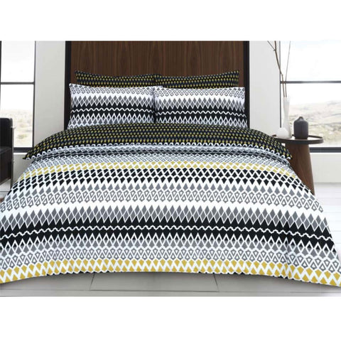 Premium Gene Digital Geometric Quilt Cover Set - Black, King
