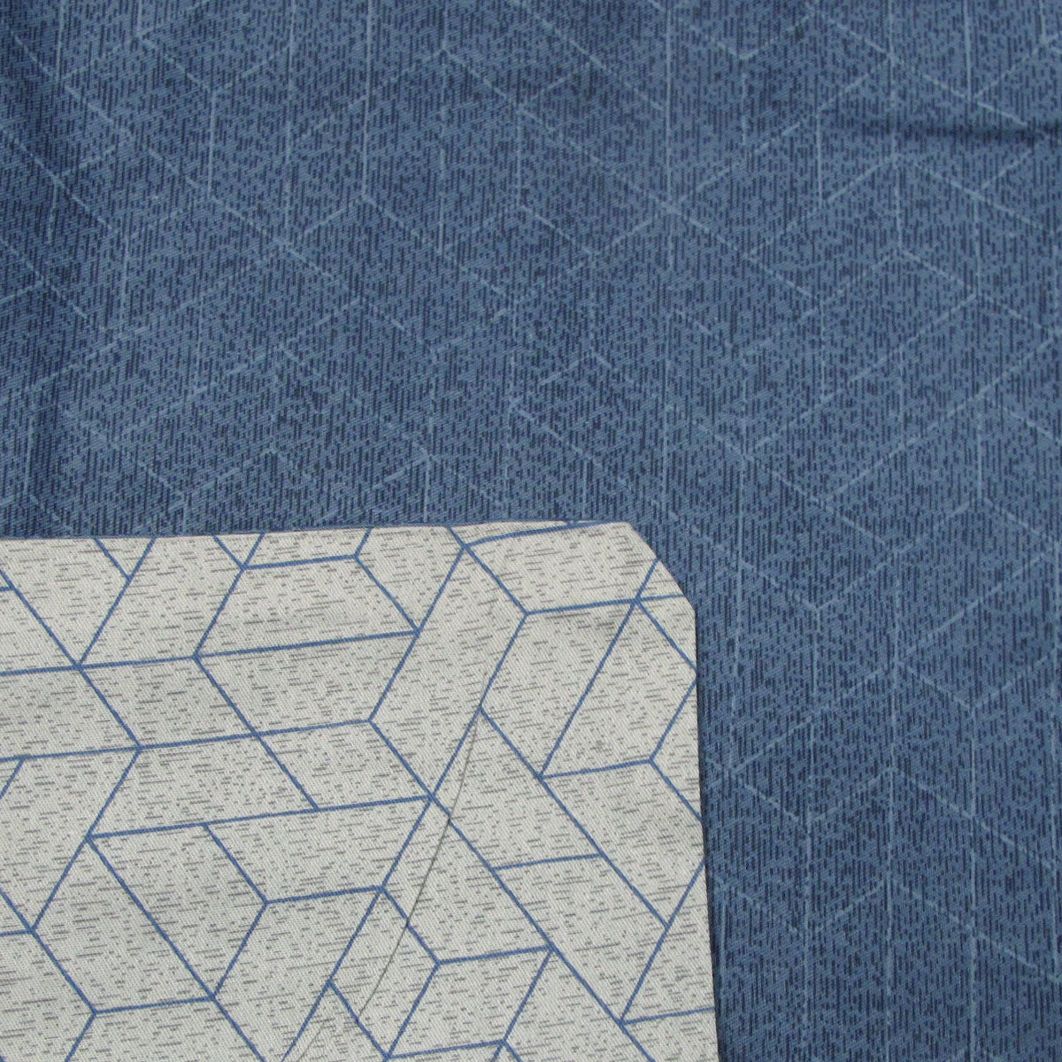 Halifax Cotton Reversible Quilt Cover Set Queen - 250TC, Geometric Design, Blue/Taupe - SuperSaverAU - view 2