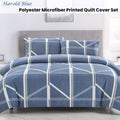 Artex Harold Blue Quilt Cover Set Double - Geometric Reversible Microfiber - SuperSaverAU - view 2