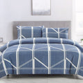 Artex Harold Blue Quilt Cover Set King - Geometric Reversible Microfiber - SuperSaverAU - view 1