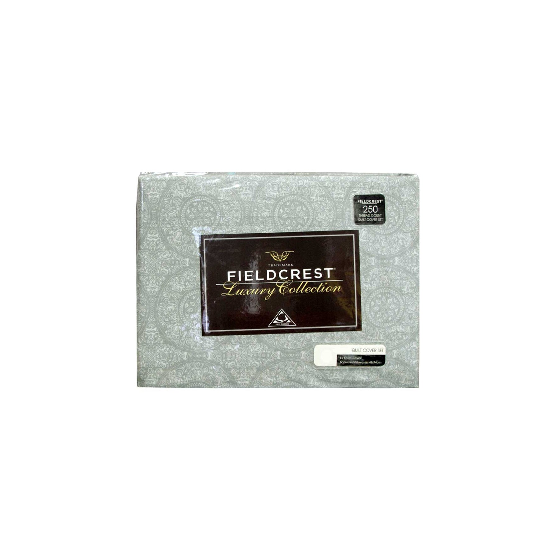 Fieldcrest Cotton Reversible Mandala Silver Quilt Cover Set Queen - SuperSaverAU - view 1