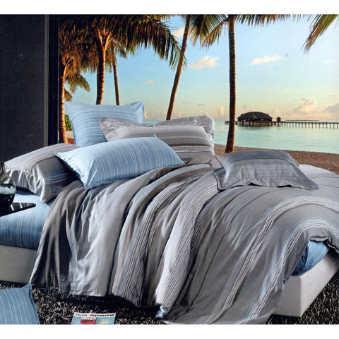 Artex Manhattan Stripe Quilt Cover Set - King, 100% Cotton, Soft Feel, 250 Thread Count - SuperSaverAU - view 1