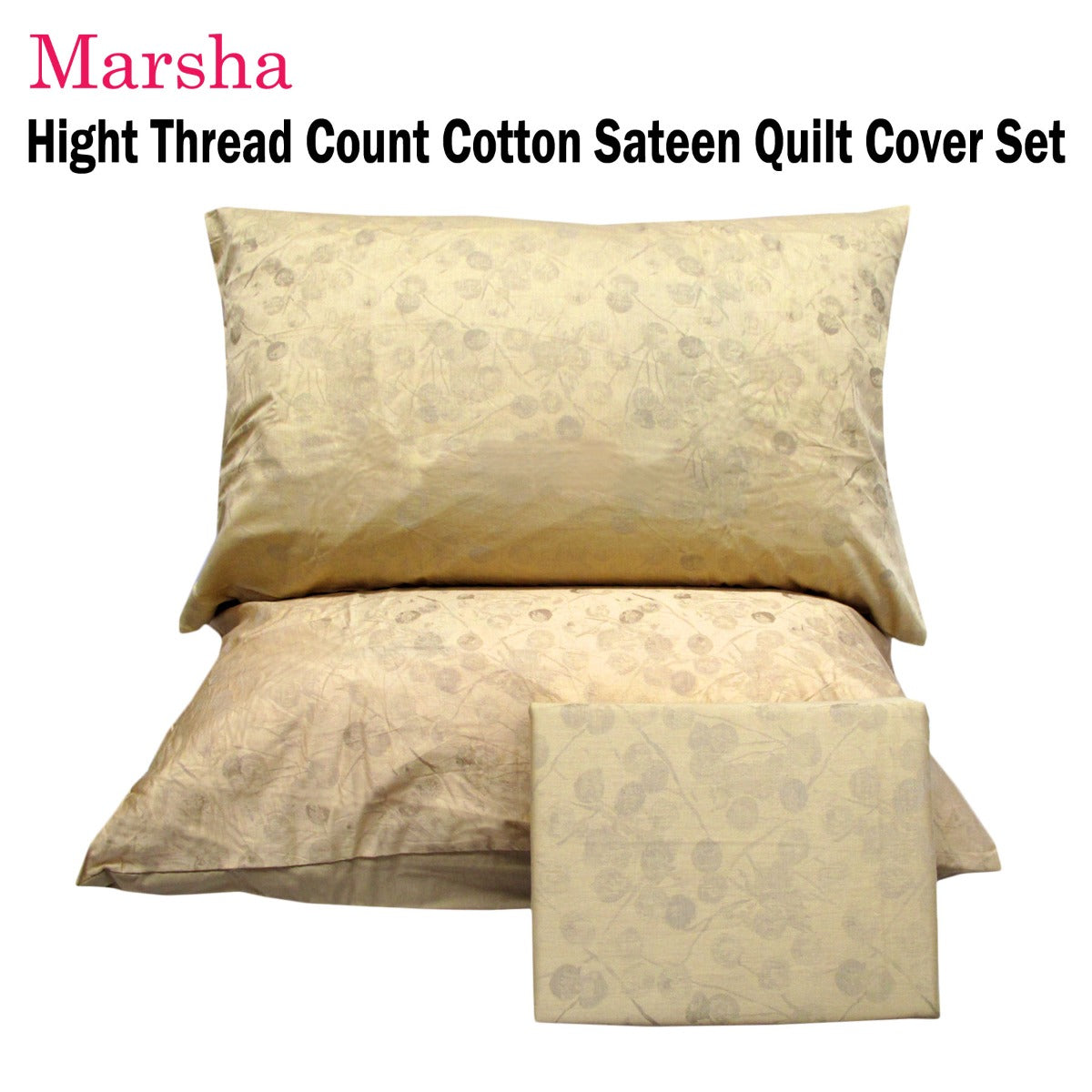 Premium Marsha Cotton Quilt Cover Set with Berry Jacquard Design - Double