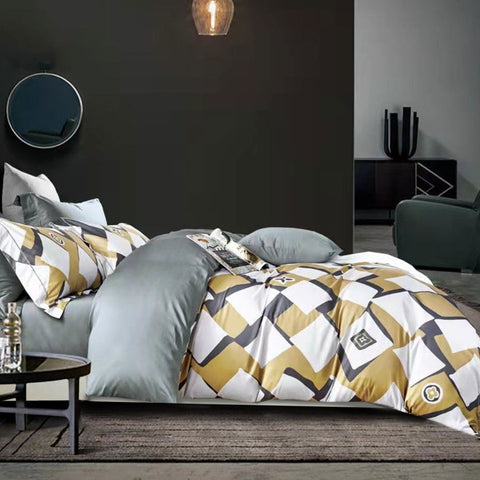 Premium Modern Art Cotton Sateen Quilt Cover Set 400TC - King