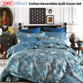 Oliver Cotton Reversible Quilt Cover Set 250TC Floral Print Queen - SuperSaverAU - view 2