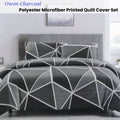 Artex Owen Charcoal Quilt Cover Set Geometric Reversible Polyester Queen - SuperSaverAU - view 2