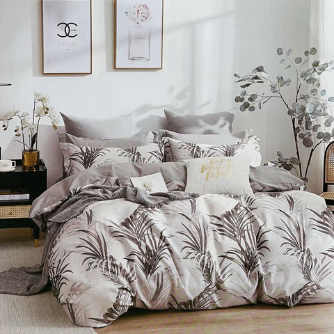 Palm Bay 100% Cotton Reversible Quilt Cover Set King - Foliage Design - SuperSaverAU - view 1