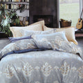 Royal Damask Cotton Quilt Cover Set Queen - 250TC, Grey, White, Peach - SuperSaverAU - view 1
