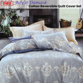 Royal Damask Cotton Quilt Cover Set Queen - 250TC, Grey, White, Peach - SuperSaverAU - view 2
