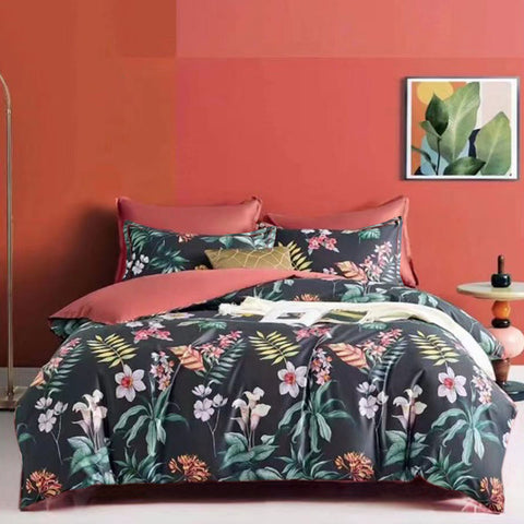 Secret Garden 400TC Cotton Sateen Quilt Cover Set King - Botanical Print Design - SuperSaverAU - view 1