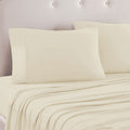 Art Terrace Microfiber Sheet Set King 33cm Wall - Solid Colour Design, Cream - SuperSaverAU - view 1
