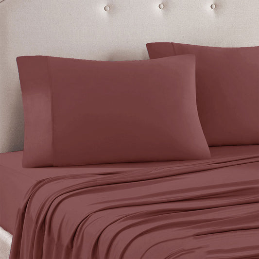 Art Terrace Microfiber Sheet Set Queen 33cm Wall - Solid Colour Design