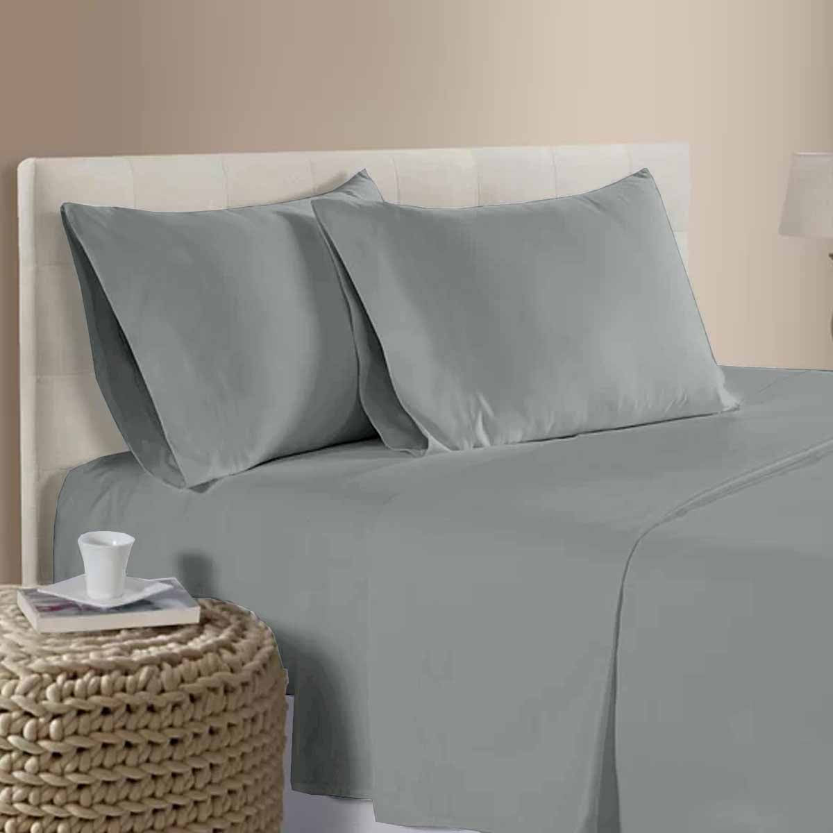 Premium 400TC Cotton Sateen Sheet Set – Grey Queen