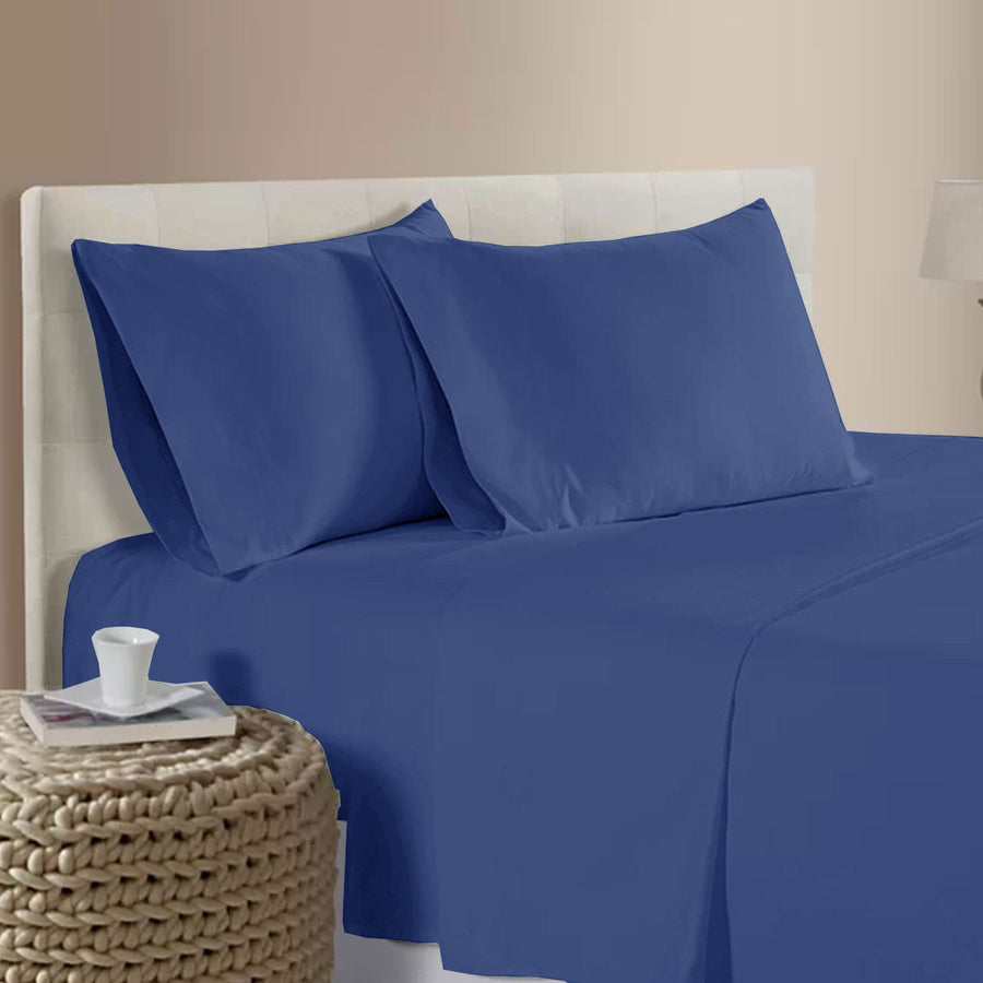 Bamboo Cotton 400TC Premium Sheet Set Blue Queen - Breathable & Soft - SuperSaverAU - view 1