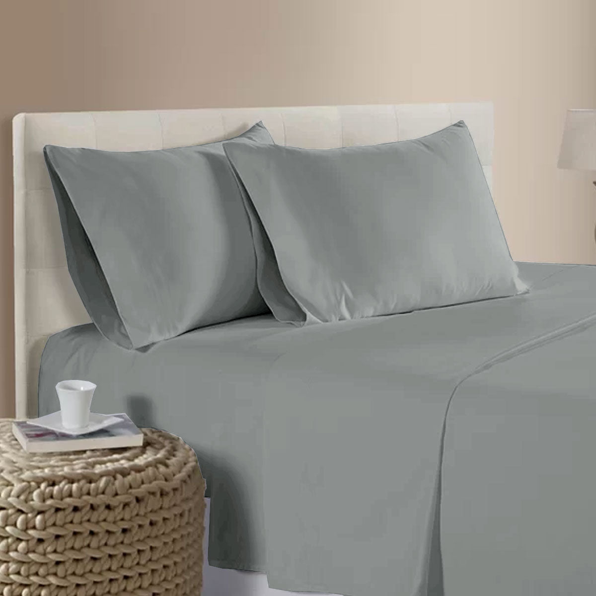 400TC Bamboo Cotton Premium Sheet Set Grey Queen - Breathable, Soft, Durable - SuperSaverAU - view 1