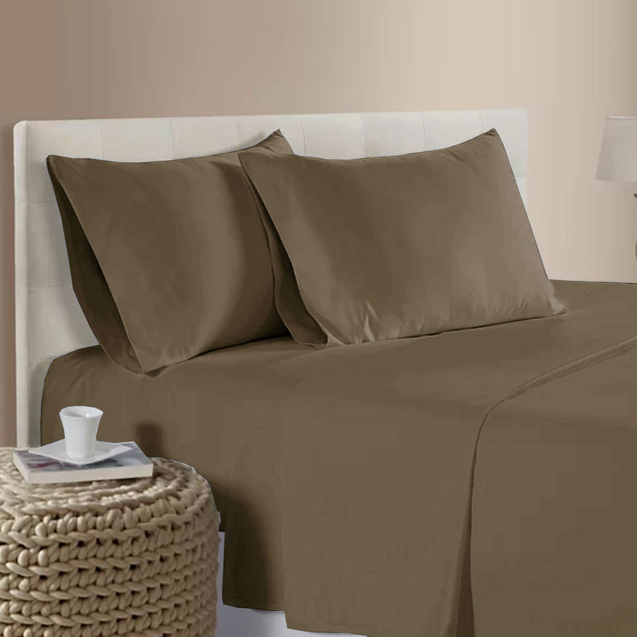 Bamboo Cotton 400TC Premium Sheet Set 40cm Wall Latte Queen - SuperSaverAU - view 1