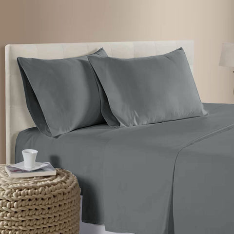 Bamboo Cotton 400TC Premium Sheet Set 40cm Wall Pewter Queen - SuperSaverAU - view 1
