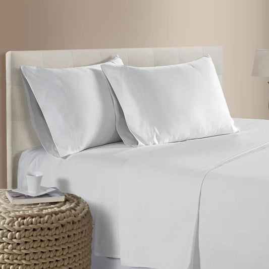Bamboo Cotton 400TC Premium Sheet Set 40cm Wall White Queen