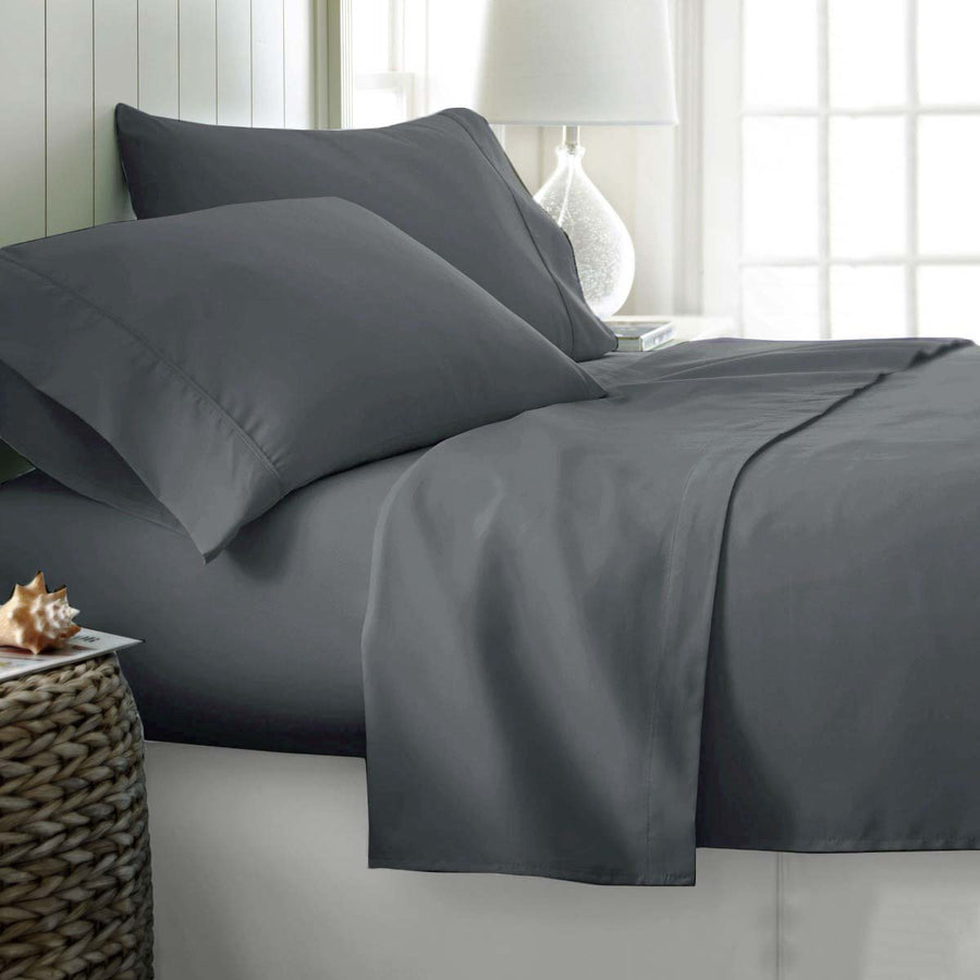 400TC Cotton Sateen Sheet Set King - Grey, 40cm Wall, Breathable, Durable - SuperSaverAU - view 1