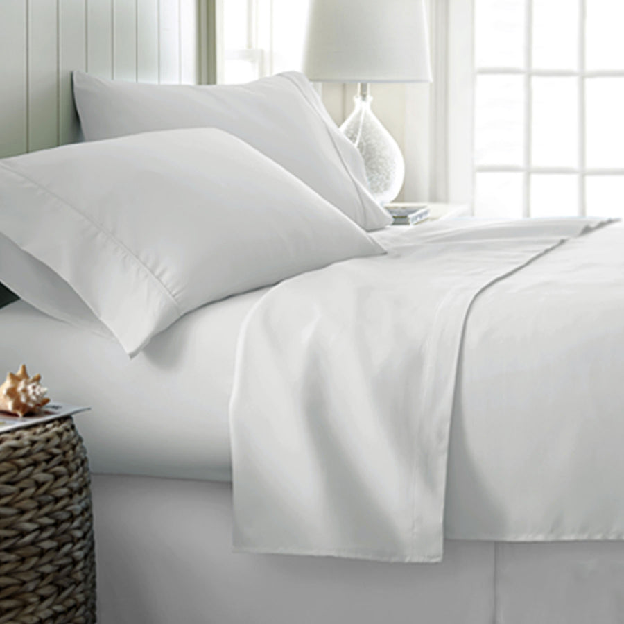 400TC Cotton Sateen Sheet Set King - White, 40cm Wall, Breathable, Durable - SuperSaverAU - view 1