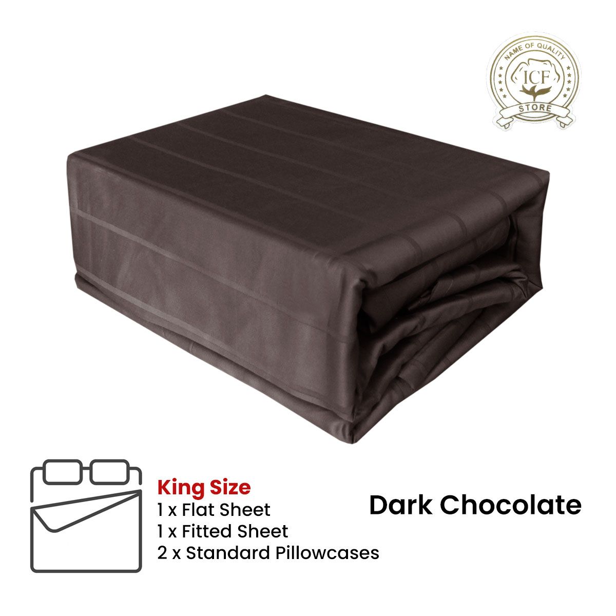 Dark Chocolate 800TC Luxury Cotton Self-Stripe Sheet Set King 40 cm Wall King - SuperSaverAU - view 2