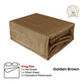 Golden Brown 800TC Luxury Cotton Self-Stripe Sheet Set King 40 cm Wall King - SuperSaverAU - view 2