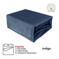 Indigo 800TC Luxury Cotton Self-Stripe Sheet Set King 40 cm Wall King - SuperSaverAU - view 2