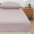 400TC Bamboo Cotton Fitted Sheet with Pillowcase Set Long Single Size 40cm Wall Dusty Pink - SuperSaverAU - view 1